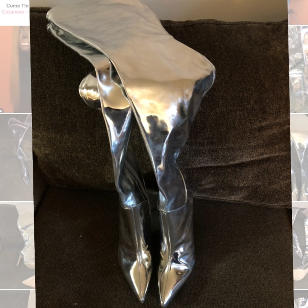 Silver Privilege Thigh High Heels.